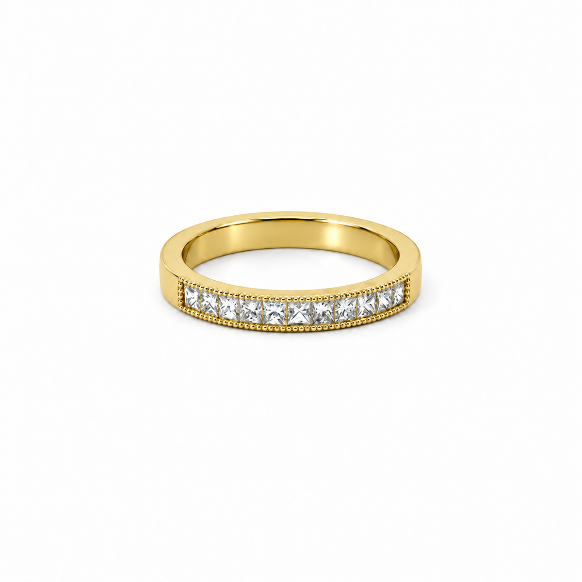 Ladies Vintage Princess Cut Diamond Band - Ladies Wedding Bands