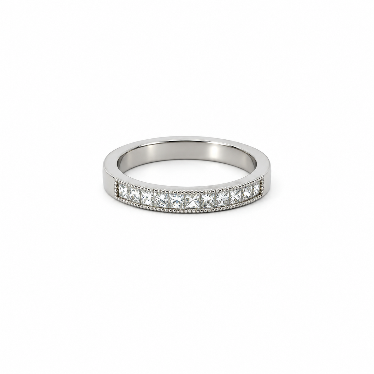 Ladies Vintage Princess Cut Diamond Band - Ladies Wedding Bands