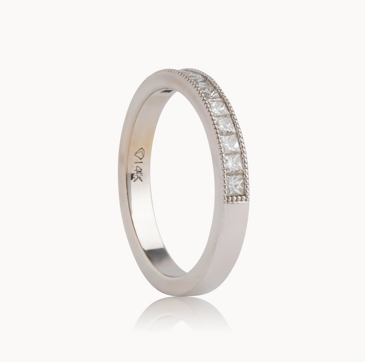 Ladies Vintage Princess Cut Diamond Band - Ladies Wedding Bands