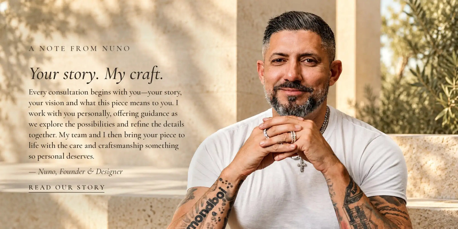 A note from Nuno, founder and designer of diamondboi: Your story. My craft.
