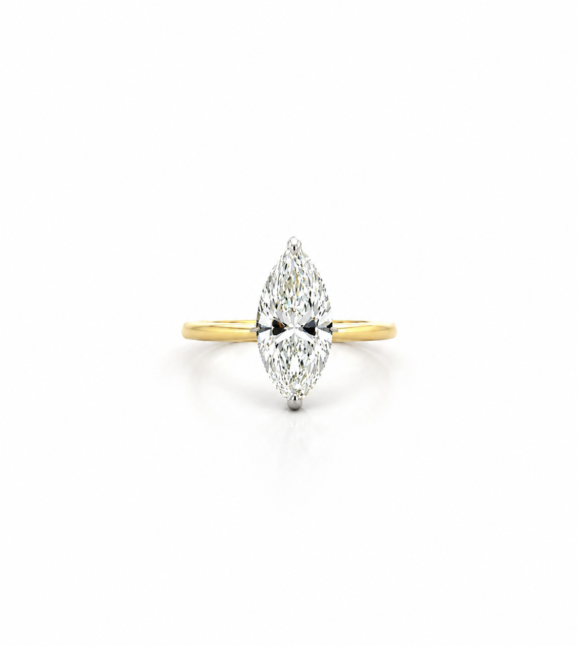 Marquise Cut Lab Diamond Engagement Ring | 1.80MM Tube Shank | Cathedral | Reverse Halo (Copy) - Lab Engagement Ring