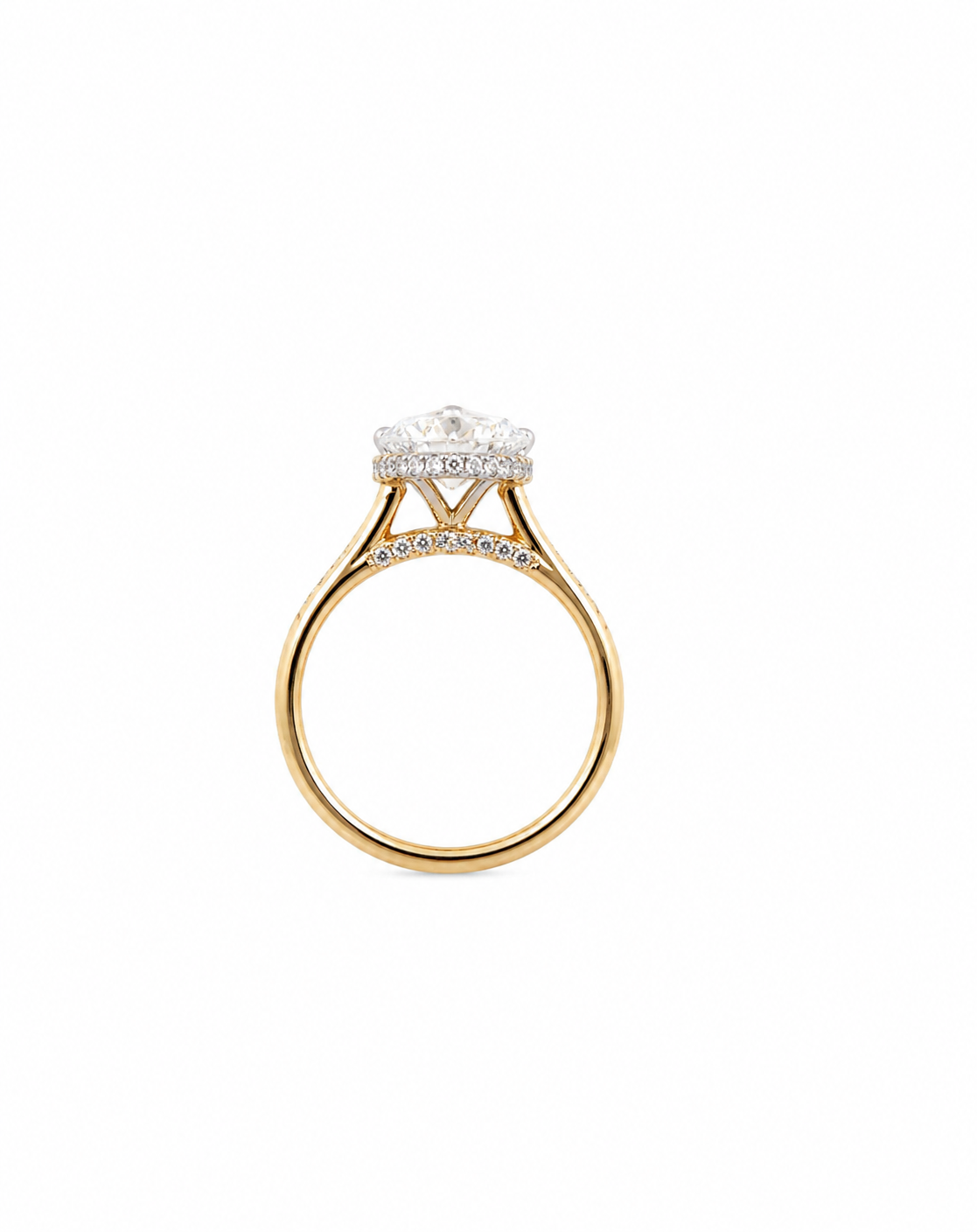 Marquise Cut Lab Diamond Engagement Ring | 1.80MM Tube Shank | Cathedral | Reverse Halo (Copy) - Lab Engagement Ring