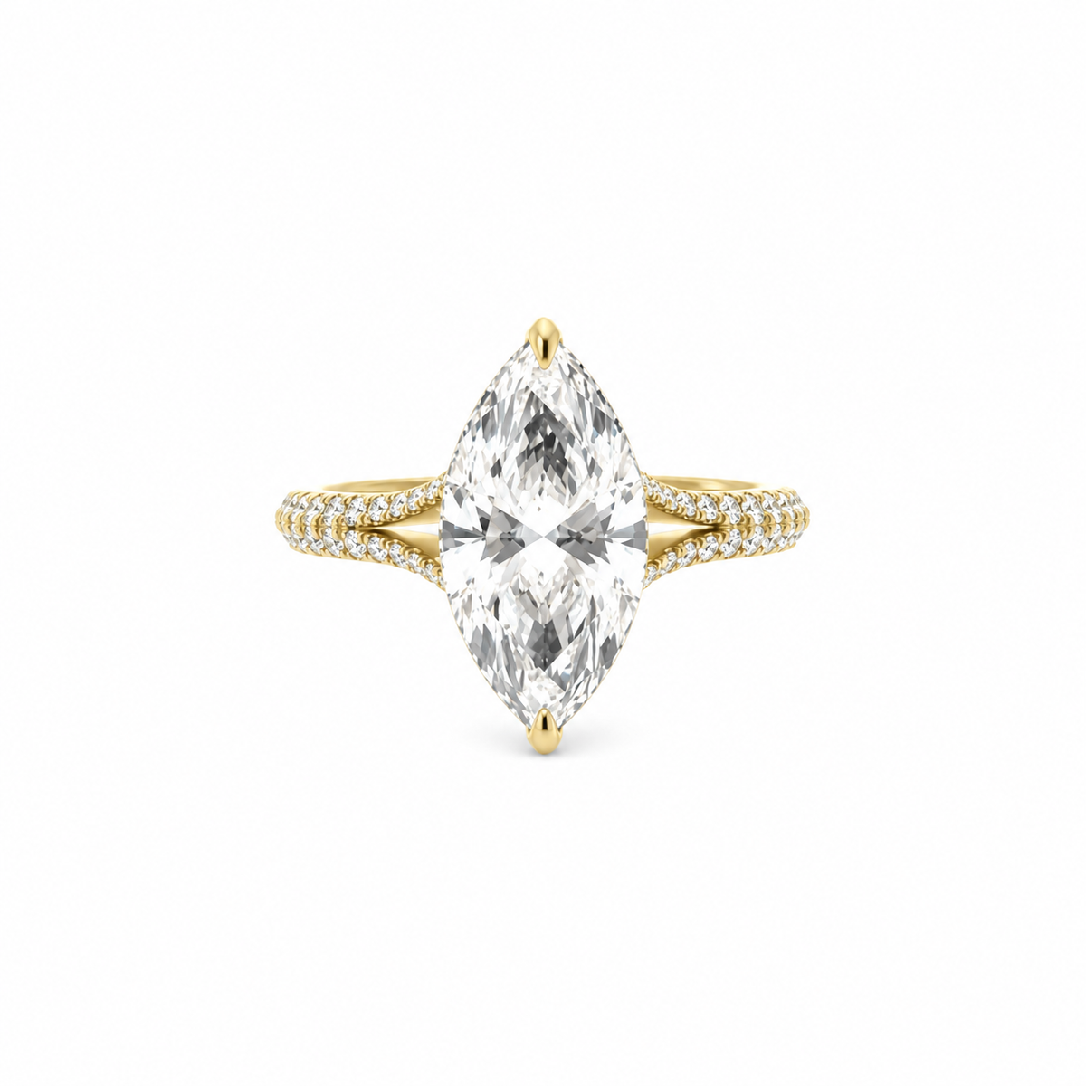 Marquise Cut Lab Diamond - Split Shank with Reverse Halo- Available in 1.00ct - 7.00ct - Lab Engagement Ring