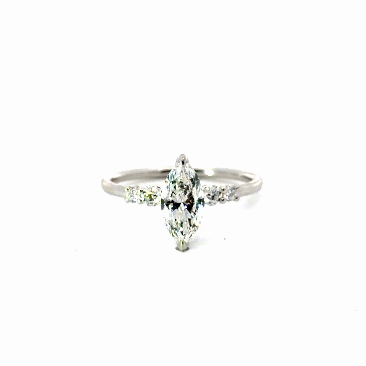 Marquise Cut Lab Diamond with Side Diamonds- Available in 1.00 - 7.00ct - Lab Engagement Ring