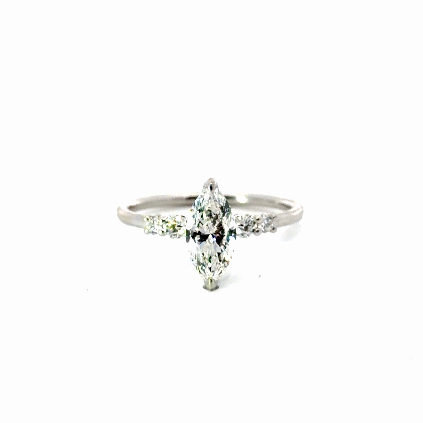 Marquise Cut Lab Diamond with Side Diamonds- Available in 1.00 - 7.00ct - Lab Engagement Ring