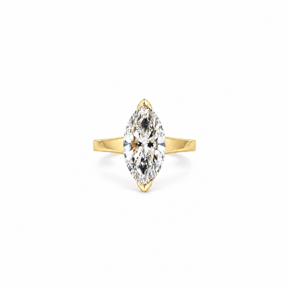 Marquise natural diamond engagement ring, 4mm to 2.50mm graduated cigar band with reverse halo and cathedral setting – view 1 of 3