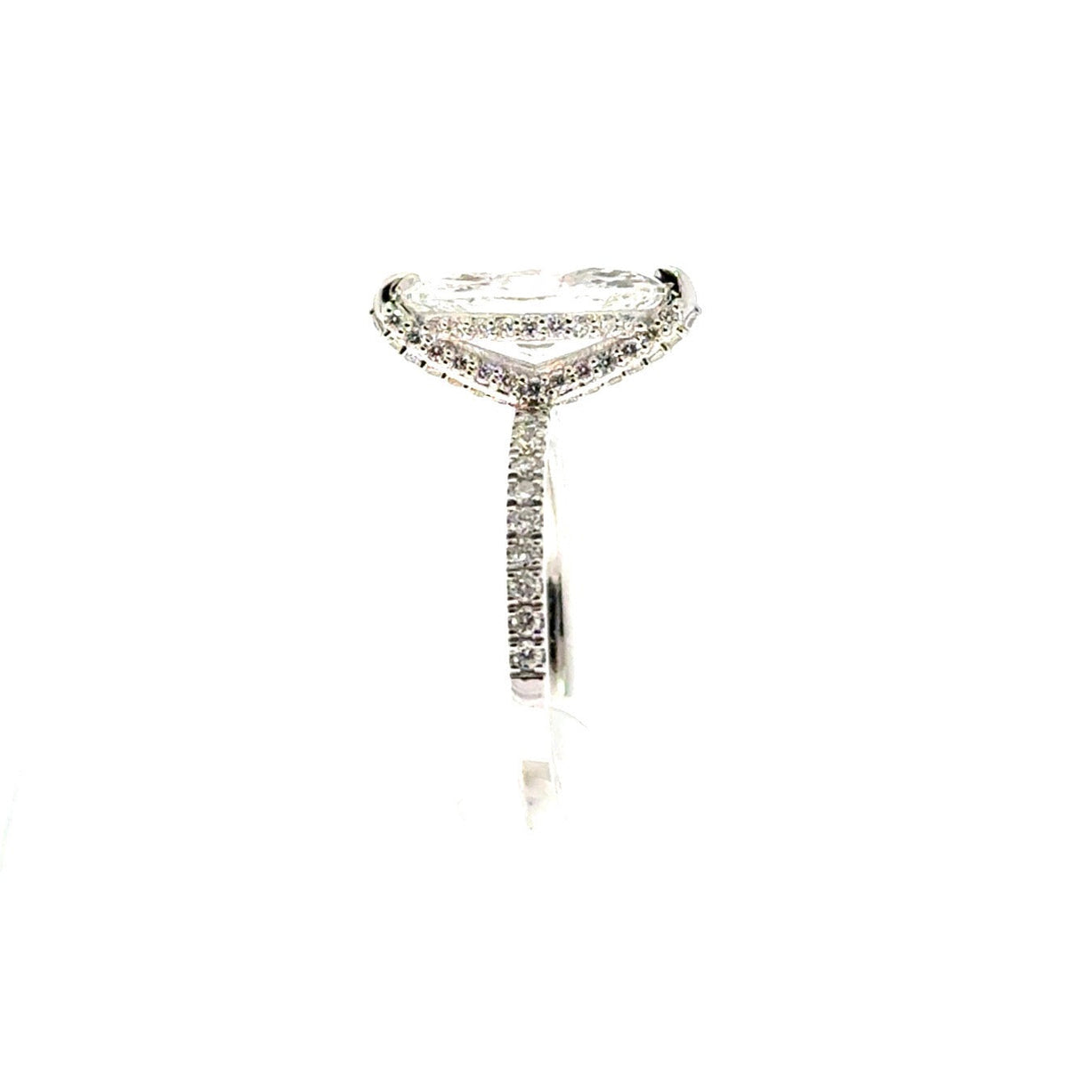 Marquise natural diamond engagement ring, italian pave shank with diamond prongs & reverse halo – view 3 of 3