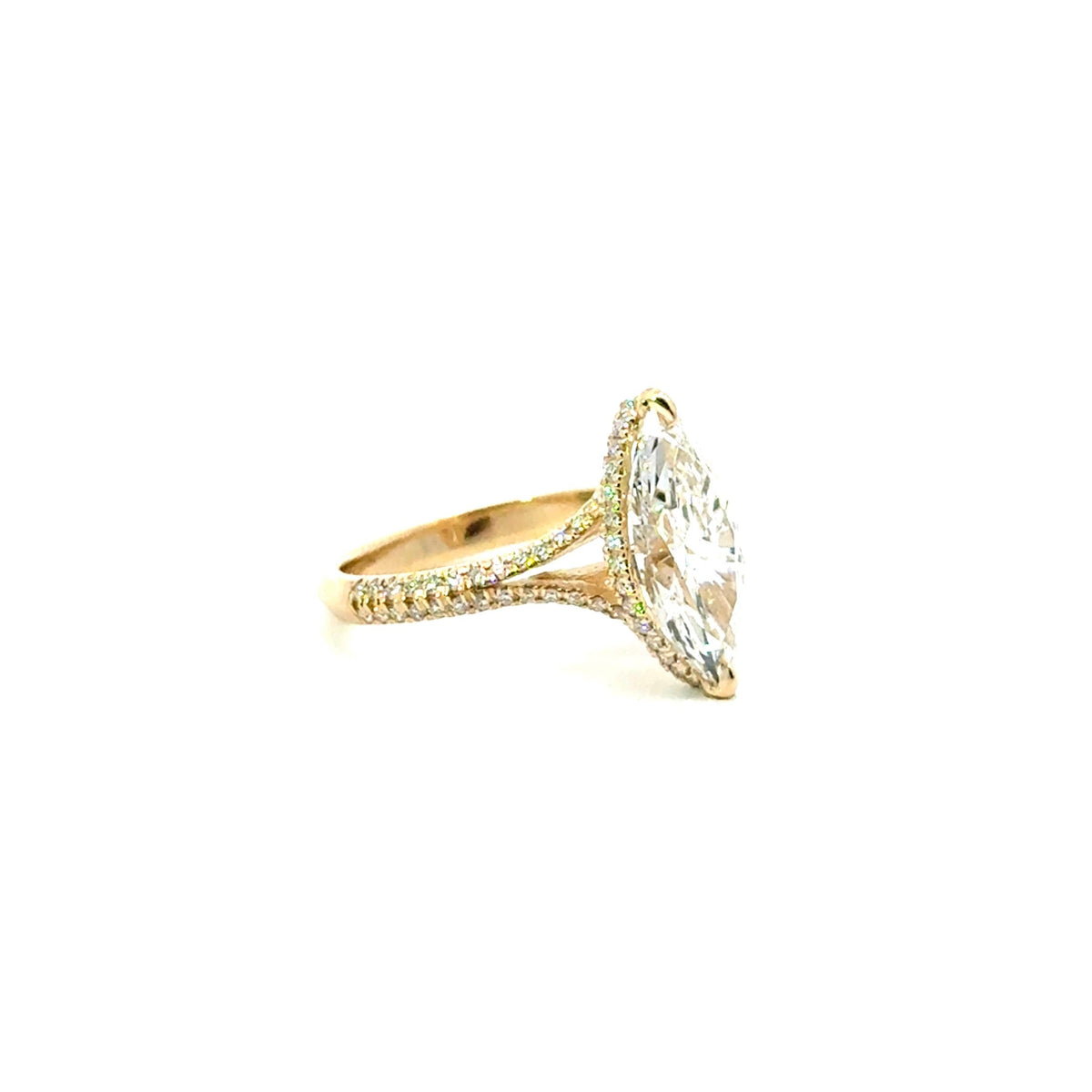 Marquise natural diamond engagement ring, split shank with reverse halo – view 3 of 3