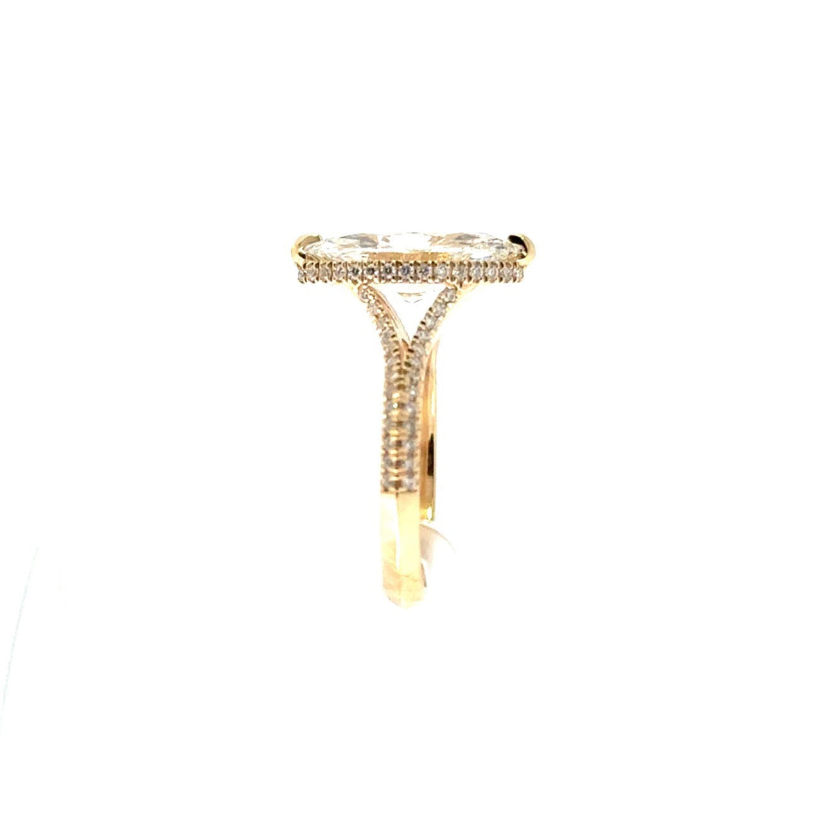 Marquise natural diamond engagement ring, split shank with reverse halo – view 2 of 3