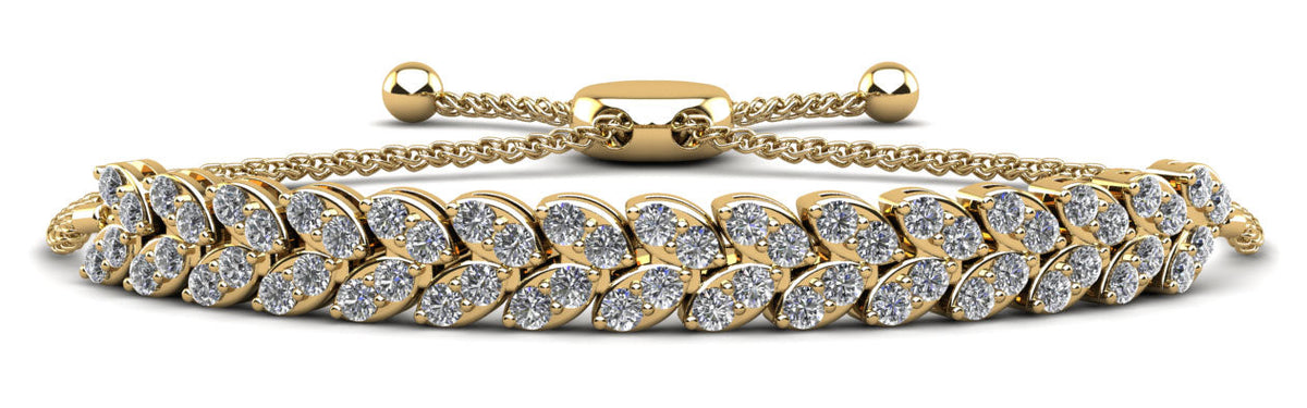 Marquise Illusion Adjustable Diamond Bracelet - Choice of White Gold or Yellow Gold - 2.24ct to 5.46ct Total Weight