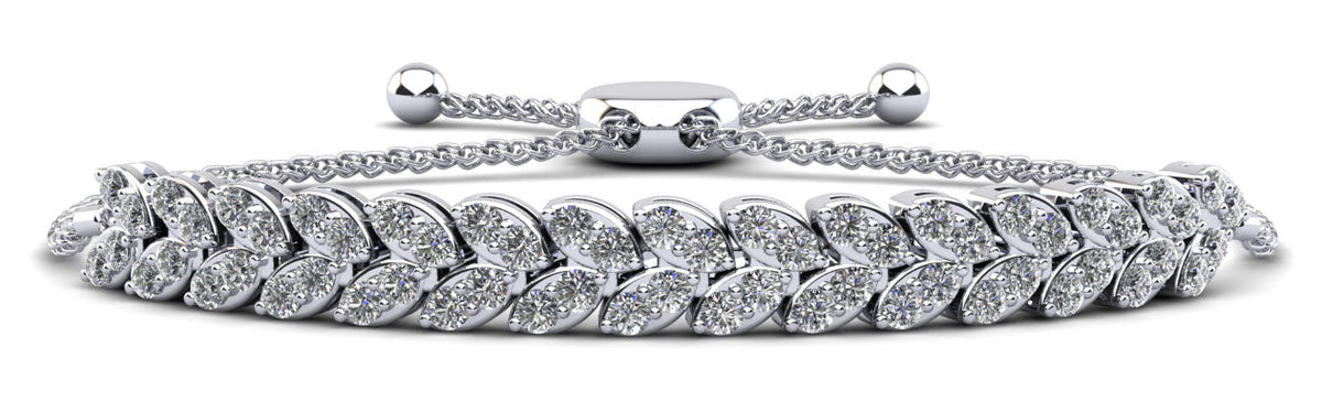 Marquise Illusion Adjustable Diamond Bracelet - Choice of White Gold or Yellow Gold - 2.24ct to 5.46ct Total Weight