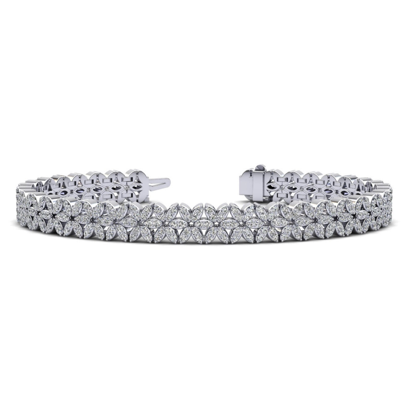 Marquise inspired pavé diamond bracelet in 14KT gold, 380 round diamonds – view 1 of 2