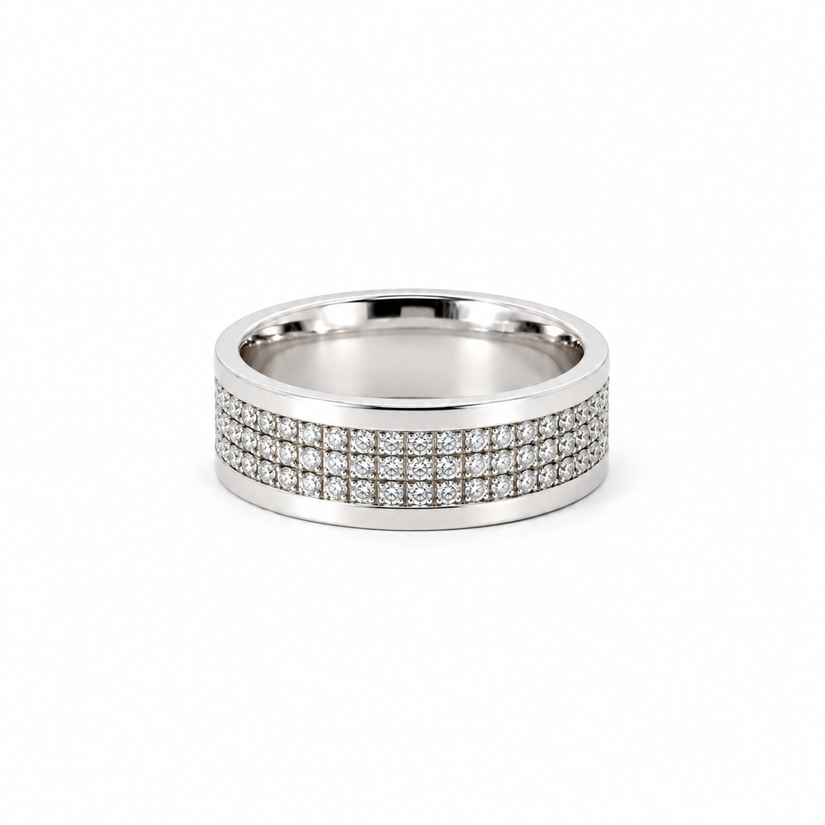 Men’s 3 Row Lab or Natural Diamond Band | 1/2 Eternity or Full Eternity | 14KT White Yellow Rose Gold or Zirconium