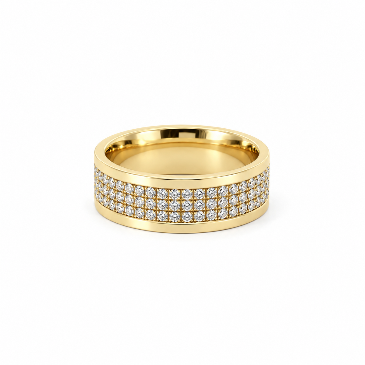 Men’s 3 Row Lab or Natural Diamond Band | 1/2 Eternity or Full Eternity | 14KT White Yellow Rose Gold or Zirconium