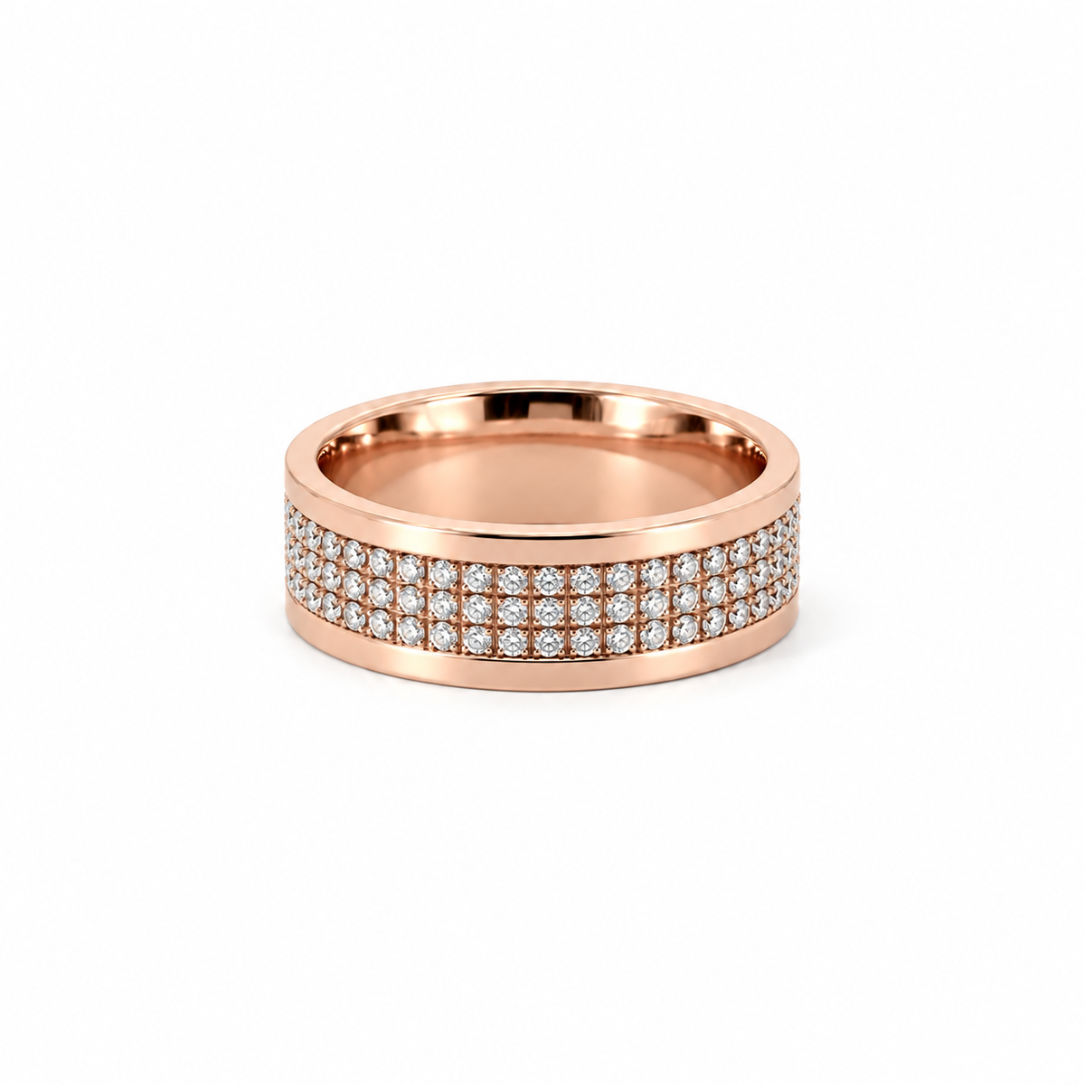 Men’s 3 Row Lab or Natural Diamond Band | 1/2 Eternity or Full Eternity | 14KT White Yellow Rose Gold or Zirconium
