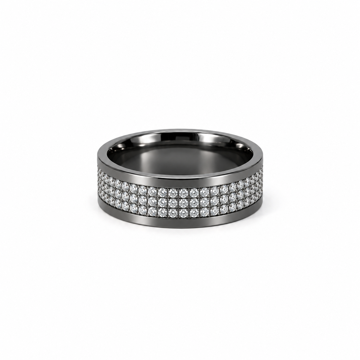 Men’s 3 Row Lab or Natural Diamond Band | 1/2 Eternity or Full Eternity | 14KT White Yellow Rose Gold or Zirconium