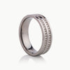 Men’s 6MM Flat Wedding Band - 2 Rows Spaced Out Diamonds - Choice of White Gold / Yellow Gold / Rose Gold or Cobalt