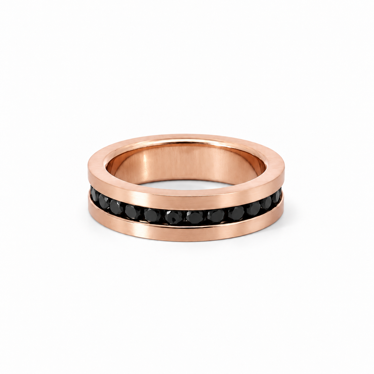 Men’s 6MM Flat Wedding Band with Black Diamonds | 14KT White Gold Yellow Gold Rose Gold or Zirconium | Men’s Wedding