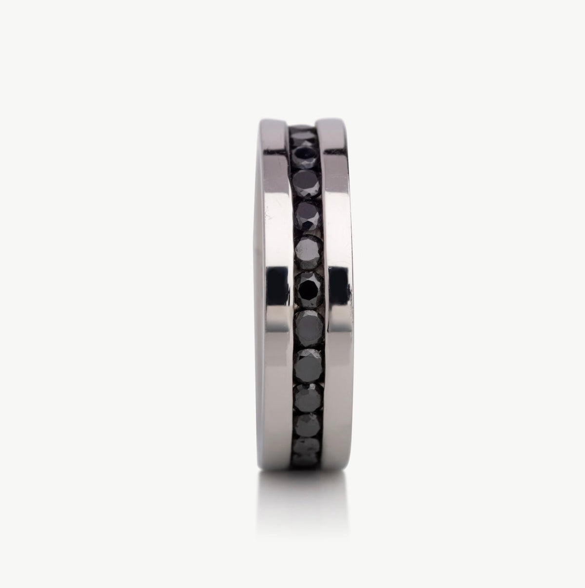 Men’s 6MM Flat Wedding Band with Black Diamonds - Choice of White Gold / Yellow Gold / Rose Gold or Cobalt - Men’s