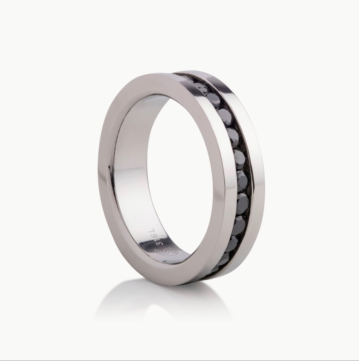 Men’s 6MM Flat Wedding Band with Black Diamonds - Choice of White Gold / Yellow Gold / Rose Gold or Cobalt - Men’s