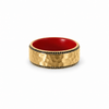 Men’s 7MM Bevelled Edge with Black Diamonds on Bevel | Red Interior | 14KT White Yellow Rose Gold or Zirconium | Men’s