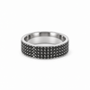 Men’s 7MM Flat Band with 4 Rows of Black Diamonds | 14KT White Yellow Rose Gold or Zirconium | 1/2 Eternity or Full