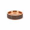 Men’s 7MM Flat Band with 4 Rows of Black Diamonds | 14KT White Yellow Rose Gold or Zirconium | 1/2 Eternity or Full