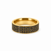 Men’s 7MM Flat Band with 4 Rows of Black Diamonds | 14KT White Yellow Rose Gold or Zirconium | 1/2 Eternity or Full