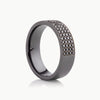 Men’s 7MM Flat Band with 4 Rows of Black Diamonds - Choice of Zirconium - Men’s Wedding Band