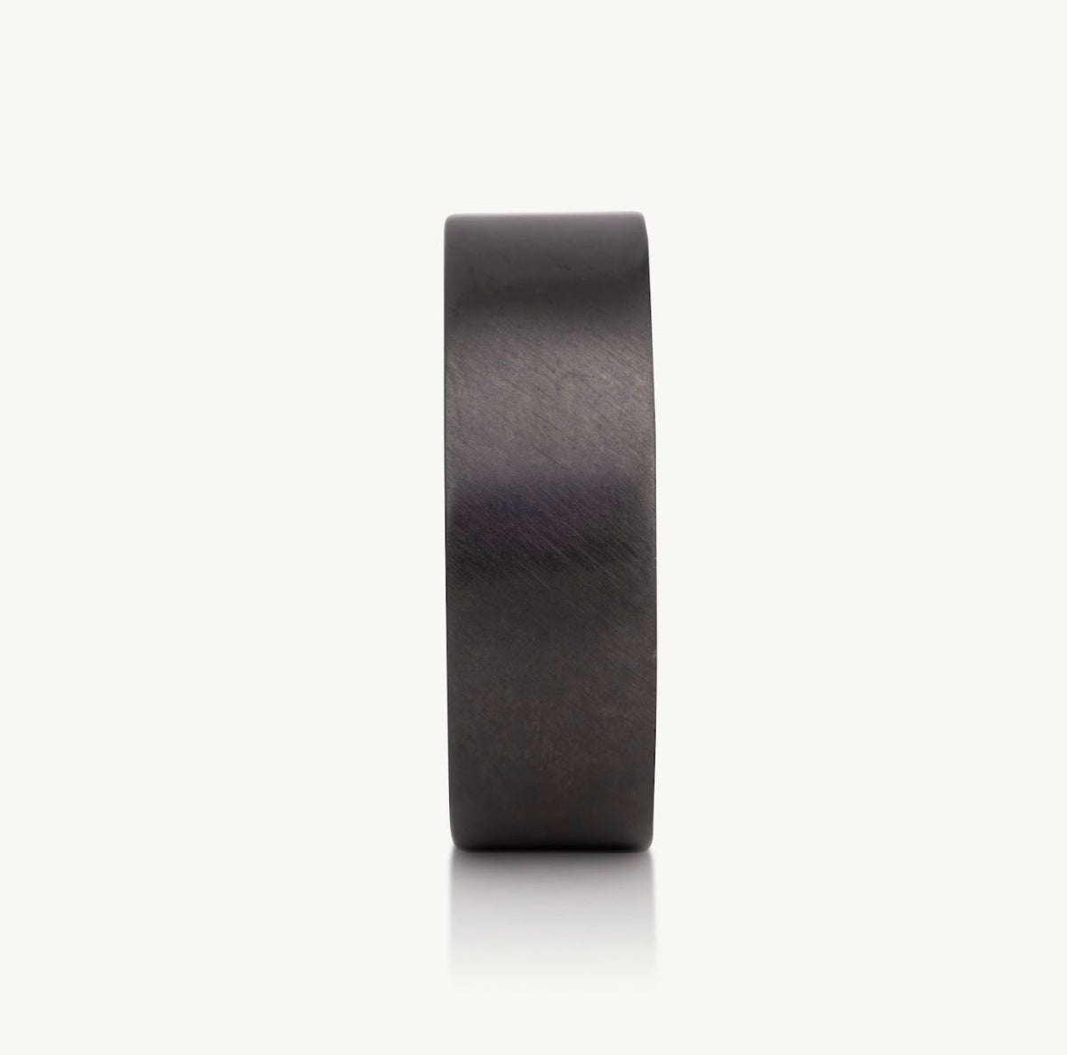 Men’s 7MM Flat Band with Black Diamonds on Edges - Choice of Zirconium - Men’s Wedding Band