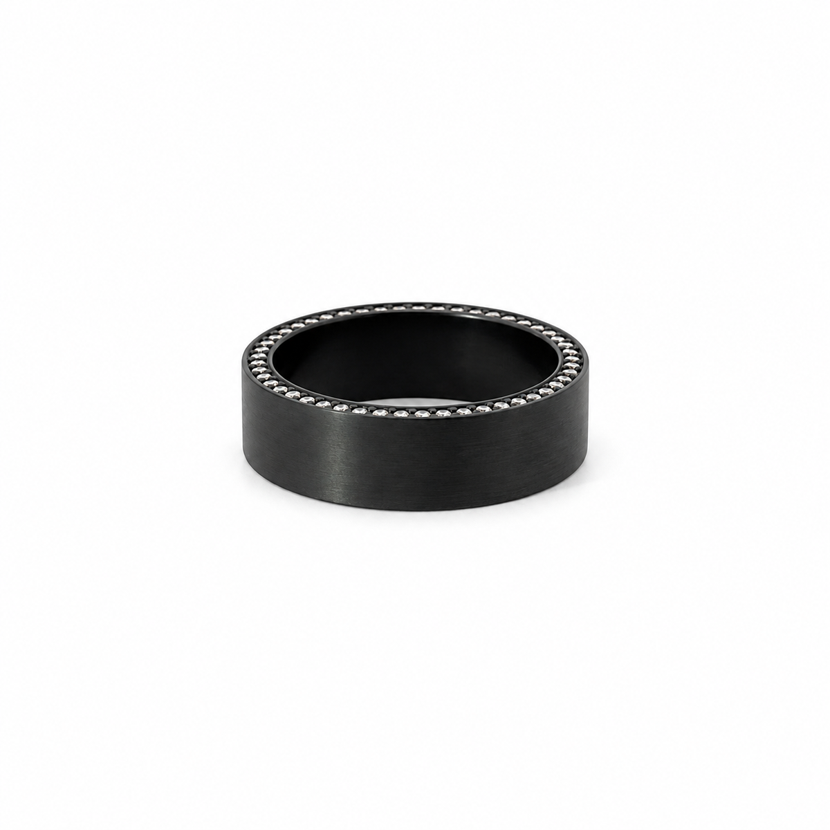 Men’s 7MM Flat Band with Diamonds on Edges - Zirconium - Men’s Wedding Band