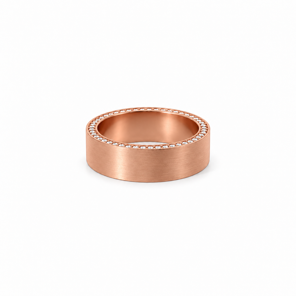 Men’s 7MM Flat Band with Diamonds on Edges | 14KT White Yellow Rose Gold or Zirconium | Lab or Natural Diamonds | Men’s