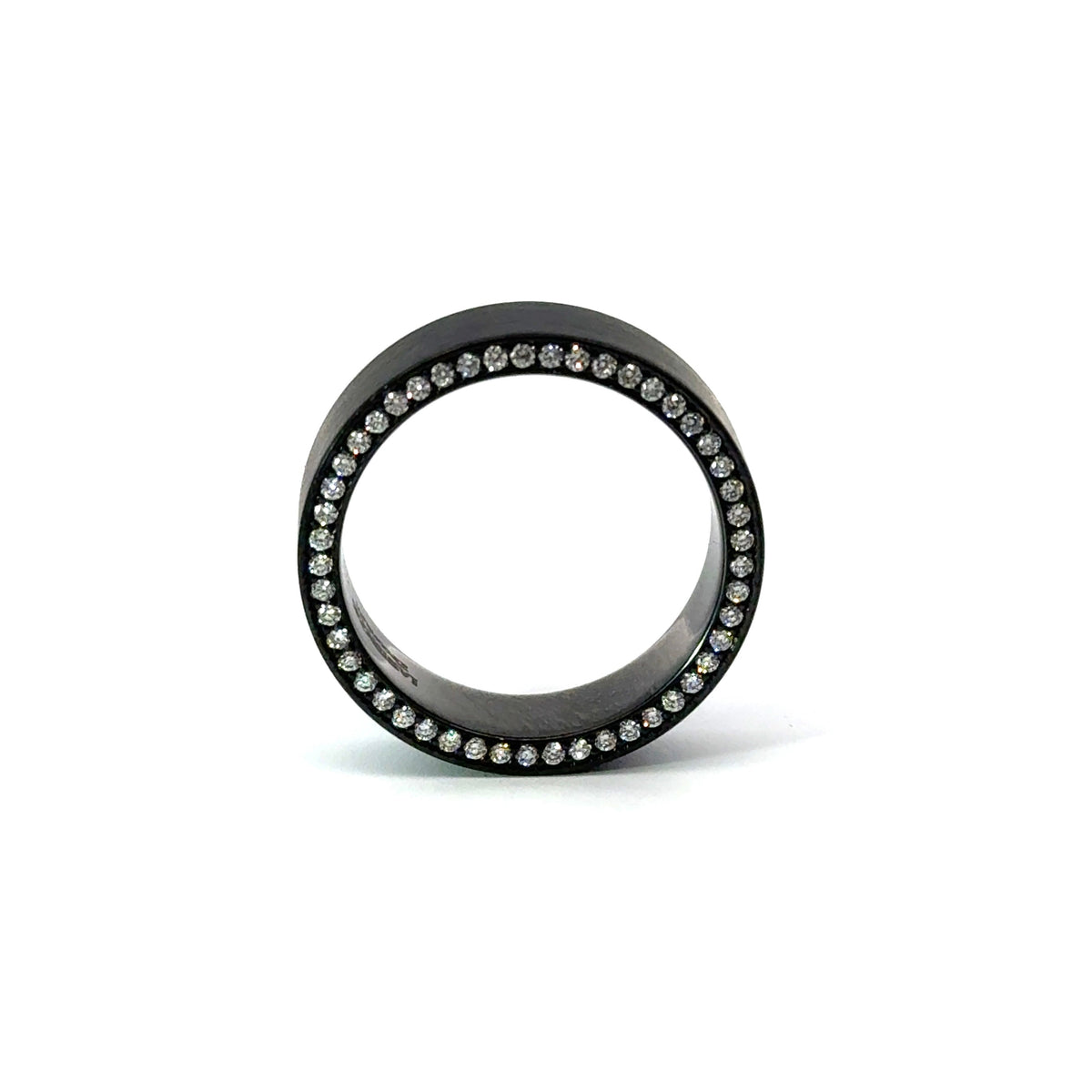 Men’s 7MM Flat Band with Diamonds on Edges - Zirconium - Men’s Wedding Band