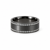 Men’s 7MM Flat Wedding Band | 2 Rows of Lab or Natural Diamonds | 14KT White Yellow Rose Gold or Zirconium - Men’s