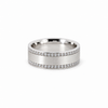 Men’s 7MM Flat Wedding Band | 2 Rows of Lab or Natural Diamonds | 14KT White Yellow Rose Gold or Zirconium - Men’s