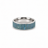 Men’s 7MM Flat Wedding Band | 4 Rows of Lab Blue Diamonds | 14KT White Yellow Rose Gold or Zirconium | Men’s Wedding