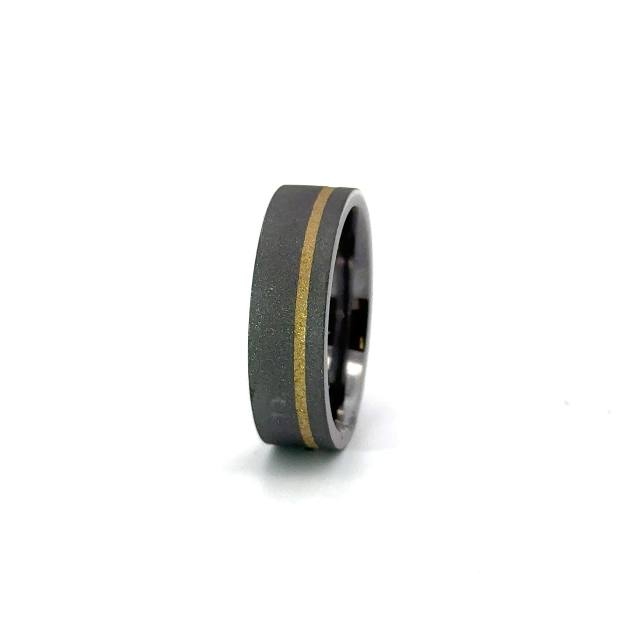 Men’s 7MM Flat Wedding Band- Tantalum with Choice of 14KT Yellow Gold / White Gold or Rose Gold - Sand Finish - Men’s