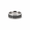 Men’s 7MM Flat Wedding Band with 3 Rows of Black Diamonds - Choice of Zirconium - Men’s Wedding Band