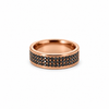 Men’s 7MM Flat Wedding Band with 3 Rows of Black Diamonds - Choice of Zirconium - Men’s Wedding Band