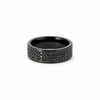 Men’s 7MM Flat Wedding Band with 3 Rows of Black Diamonds - Choice of Zirconium - Men’s Wedding Band