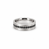 Men’s 7MM Flat Wedding Band with Black Diamond Row | 14kT White Yellow Rose Gold or Zirconium | 1/2 Eternity or Full