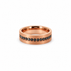 Men’s 7MM Flat Wedding Band with Black Diamond Row | 14kT White Yellow Rose Gold or Zirconium | 1/2 Eternity or Full