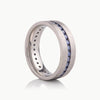 Men’s 7MM Flat Wedding Band with Eternity Blue Sapphire Gemstones- Choice of White Gold / Yellow Gold/ Rose Gold