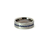 Men’s 7MM Flat Wedding Band with Eternity Blue Sapphire Gemstones- Choice of White Gold / Yellow Gold/ Rose Gold
