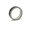 Men’s 7MM Flat Wedding Band With Zirconium Inlay and Diamonds on Edges- Choice of White Gold / Yellow Gold or Rose Gold