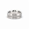 Men’s 8MM Bevelled Edge Wedding Band | Lab or Natural White Diamonds | 14KT White Yellow Rose Gold or Zirconium | 1/2