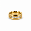Men’s 8MM Bevelled Edge Wedding Band | Lab or Natural White Diamonds | 14KT White Yellow Rose Gold or Zirconium | 1/2