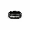Men’s 8MM Bevelled Edge Wedding Band with Single Row of White Diamonds - Choice of Zirconium - Men’s Wedding Band