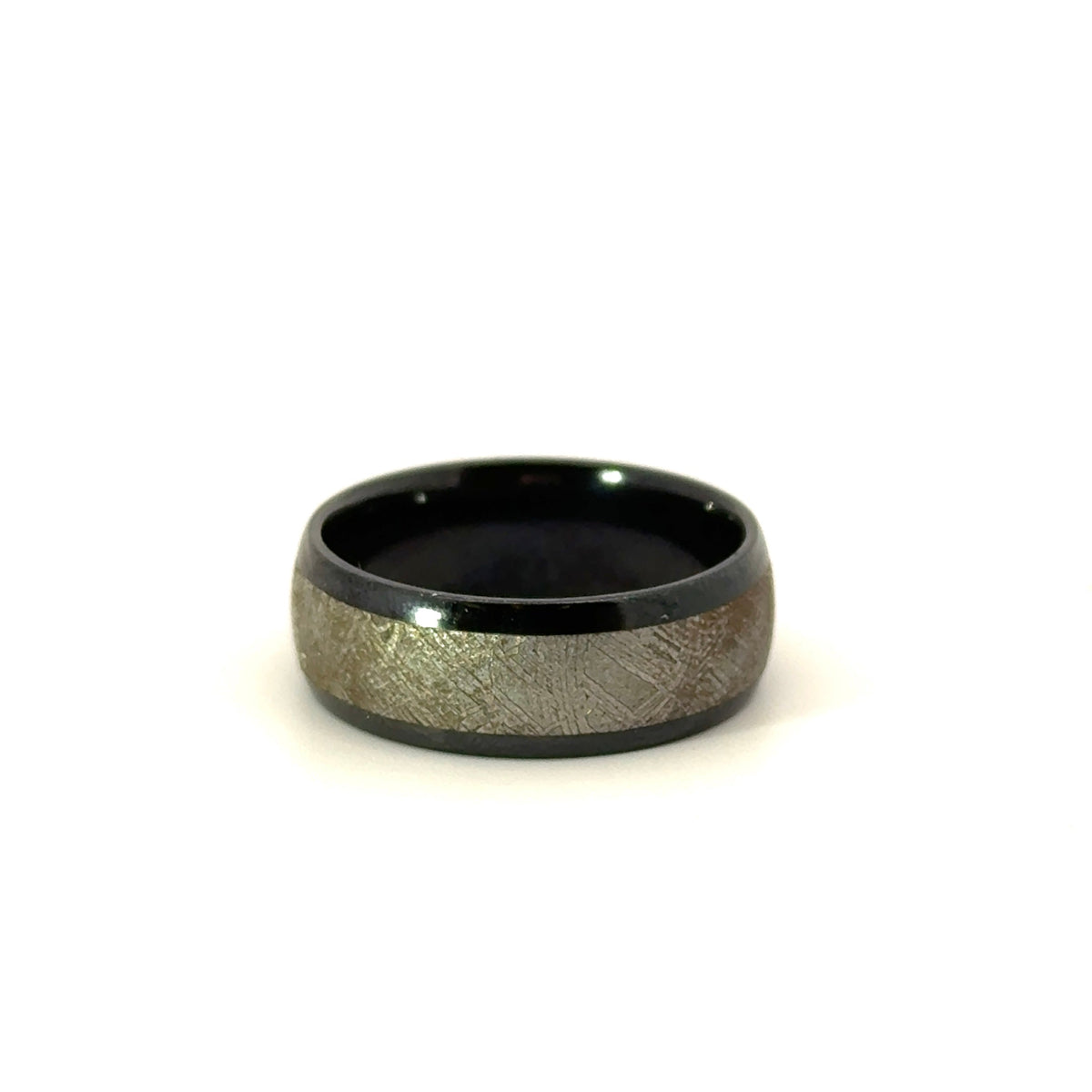 Men’s 8MM Domed Meteorite and Zirconium Wedding Band- 6 / 7 or 8MM - Men’s Wedding Band