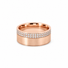 Men’s 9MM Flat Band with 2 Offset Rows of Diamonds | Lab or Natural Diamonds | 14KT White Gold Yellow Gold Rose Gold